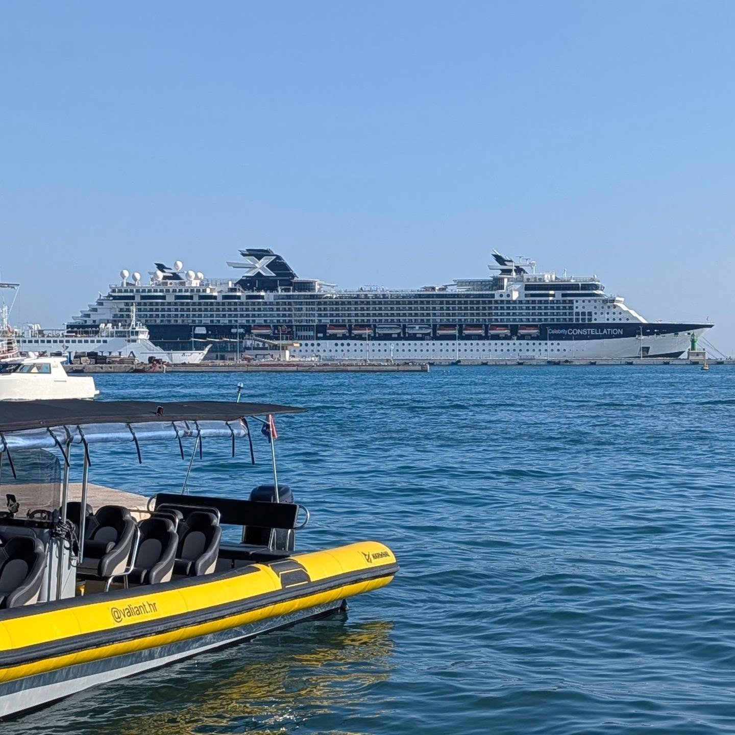 Cruise ship in Split harbour beside the city waterfront