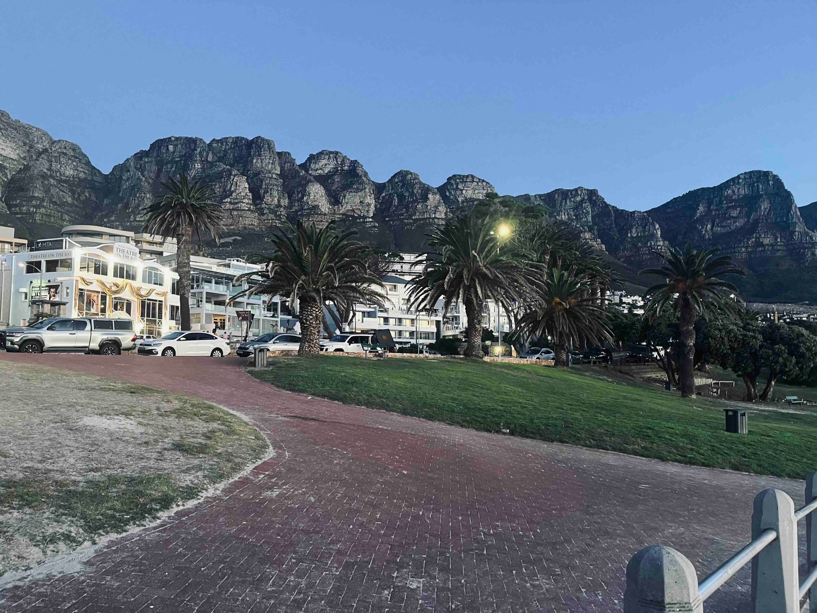 Camps Bay beach with the Twelve Apostles mountains