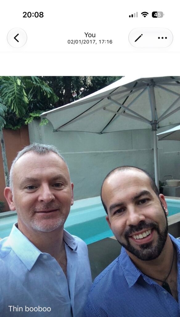 An earlier photograph of James and Rob together